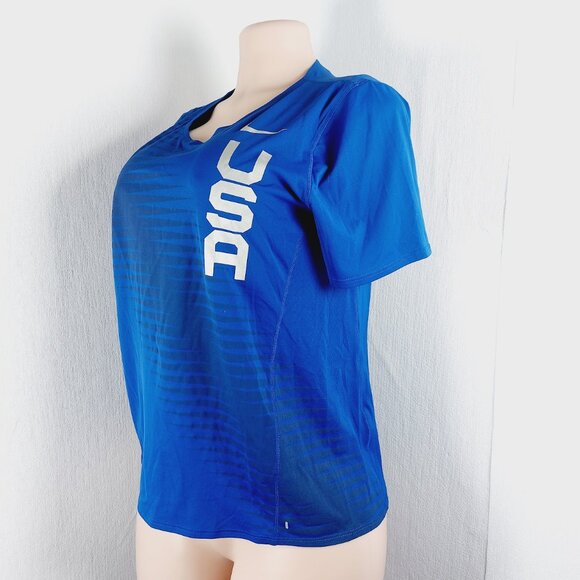 Nike Women's Blue White Dri-FIT Team USA City Sleek Short Sleeve T-Shirt Size M - Picture 4 of 10